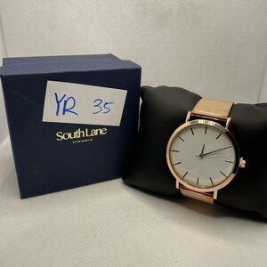 South Lane SS20-dr1-4562 Black Leather Analog Dial Quartz Genuine Watch YR35